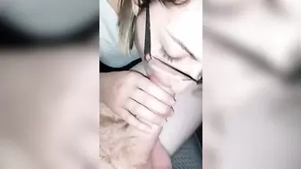 Youngster with Glasses Sperm in Mouth Car Bj