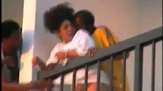 Ebony Lovers Fucking On Their Balcony Their Horny Neighbors