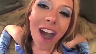 Horny busty youngster gets blowbanged and swalloswse verything
