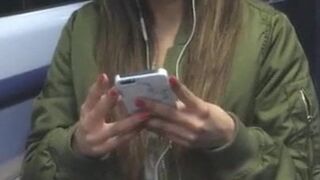 Brunette teenie on her phone
