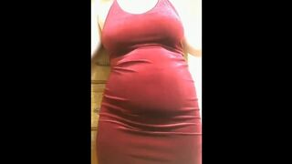 Gassy Chubby Lady Fart and Burp on Red Dress