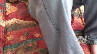 Thin 18 yr older ginger swallows a meaty dick