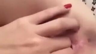 Greek youngster with red nails masturbating