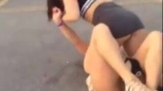 2 sluts fight in public showing titties and vagina dumb skanks
